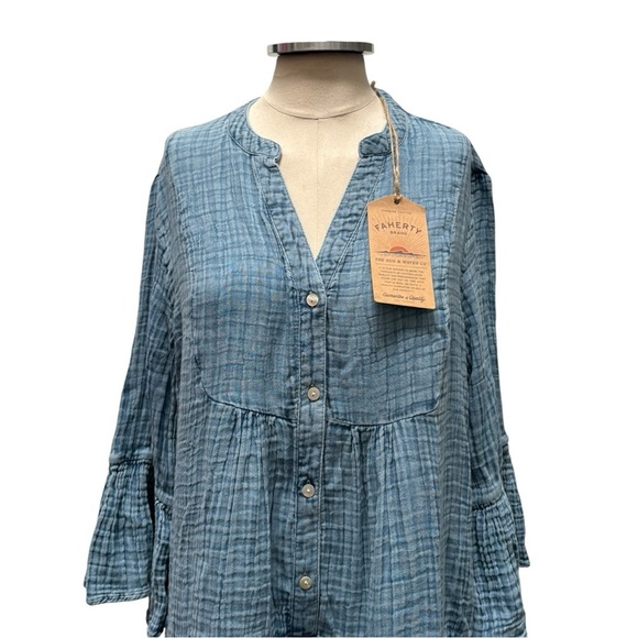 Faherty Dune Cotton Gauze Kasey Midi Dress Size Medium  NEW - Picture 8 of 13